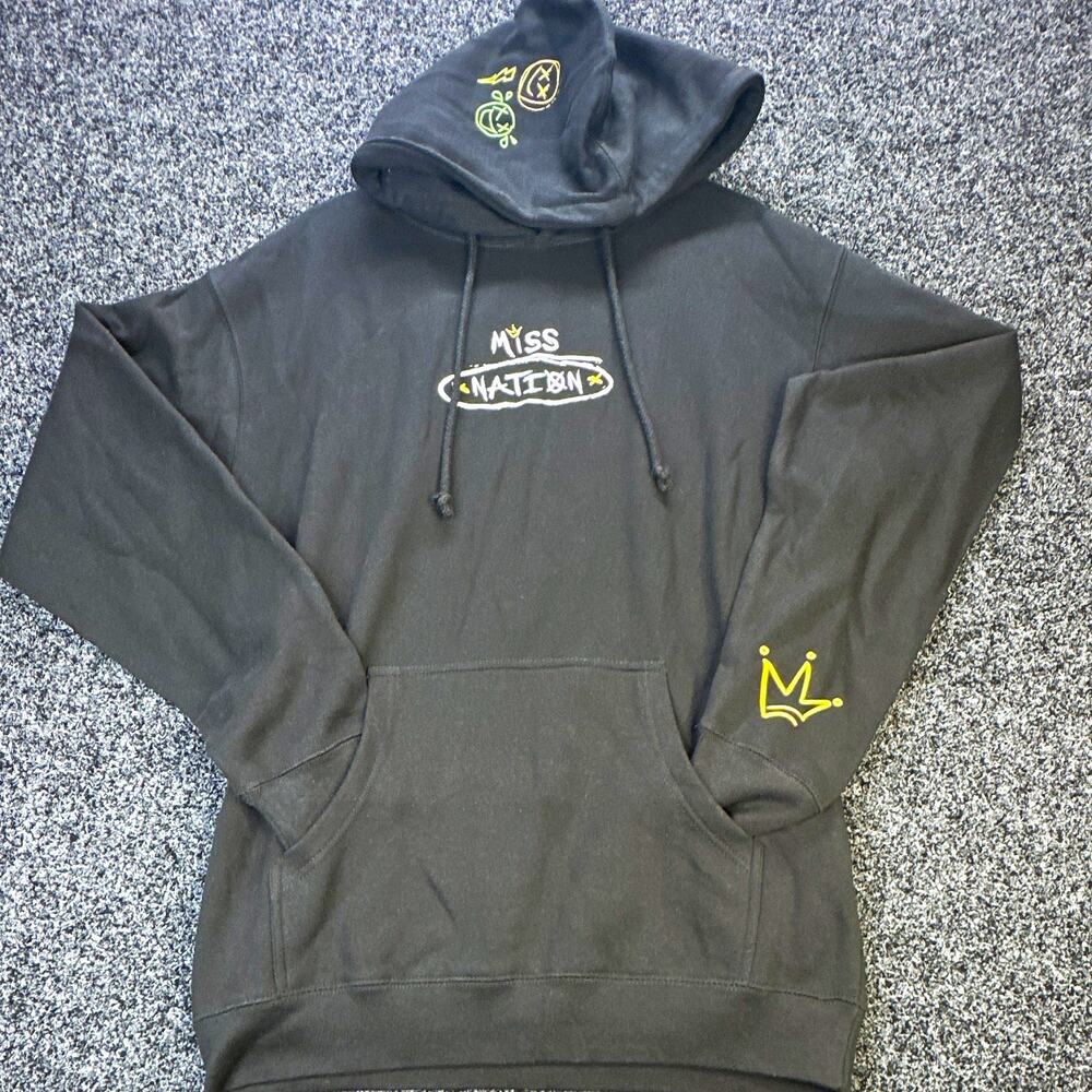 Miss Nation Nia Dennis Wear Your Crown Hoodie Black Graphic Sweatshirt Mens M
